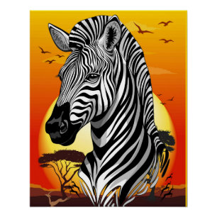 Poster Zebra African Savanna Wild Animal