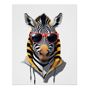 Poster Zebra portant Sweat - shirt à capuche drôle Cool a