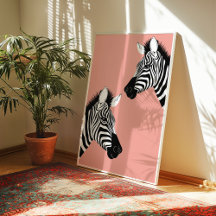 Poster Zebra sur Pink