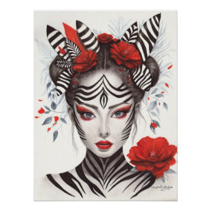 Poster Zebra Woman - Pop Art primé