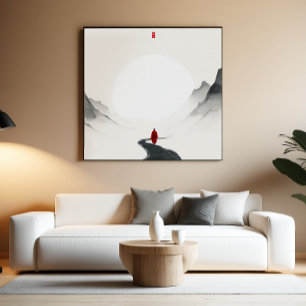 Poster Zen Monk Path Wall Art - Décor d'encre minimaliste