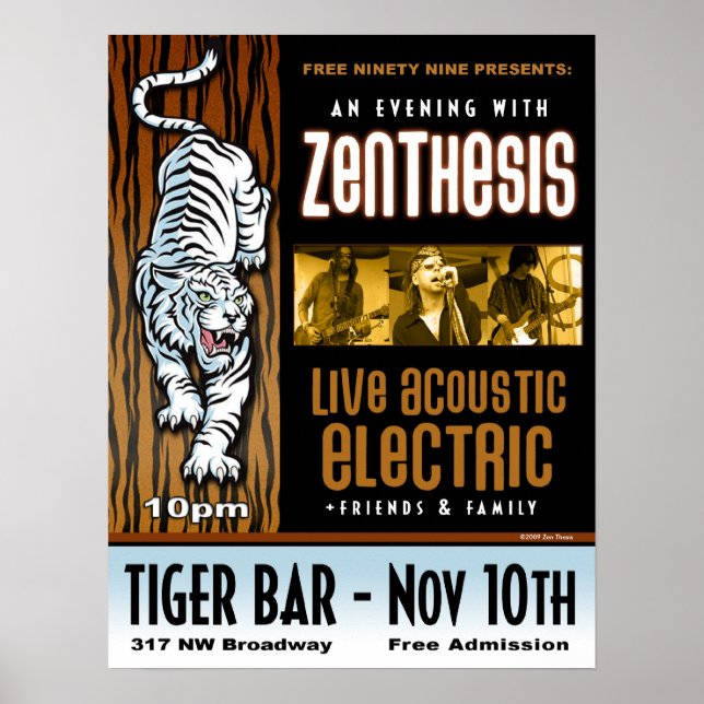 Poster ZEN THESIS LIVE @ Tiger Bar 2009 (Devant)