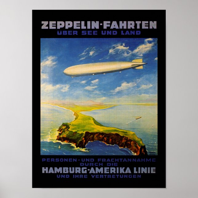 Poster Zeppelin Voyages ~ Survol de la mer et de la terre (Devant)