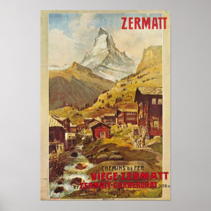 Poster Zermatt Schweiz Suisse Gornergratbahn