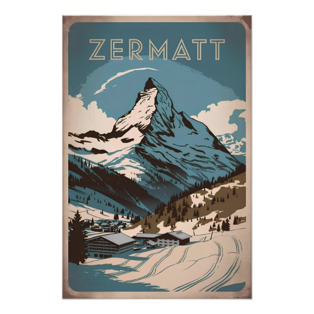 Poster Zermatt vintage (Devant)