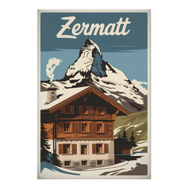 Poster Zermatt vintage (Devant)