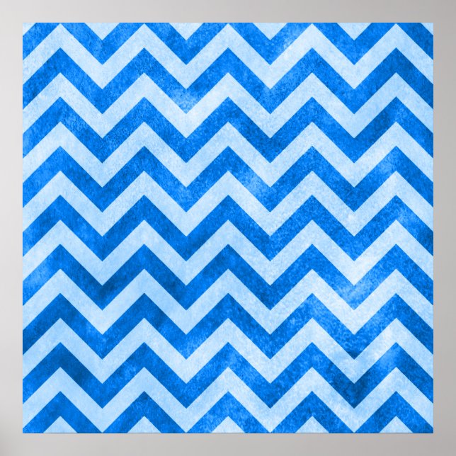 Poster Zigzag Grunge Bleu (Devant)