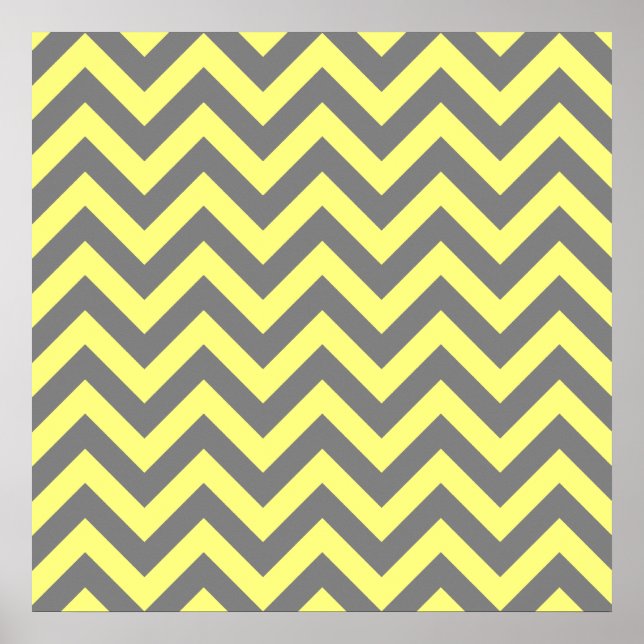 Poster Zigzag jaune et gris (Devant)