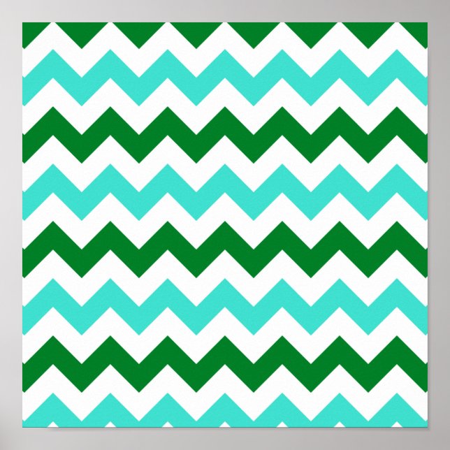 Poster Zigzag Turquoise et Vert (Devant)