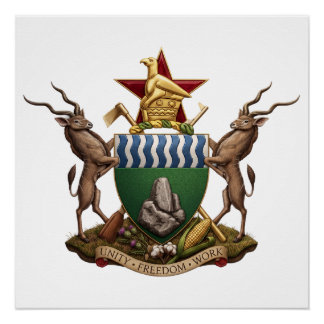 Poster Zimbabwe blason armoiries pays drapeau symbole emb