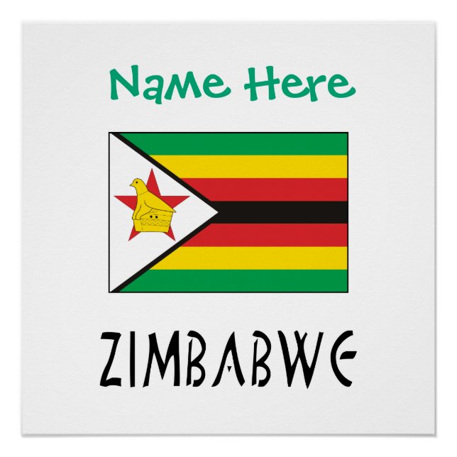 Poster Zimbabwe Drapeau Zimbabwe Personnalisé Vert  (Devant)