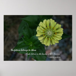 Poster Zinnia jaune avec la citation par Eleanor