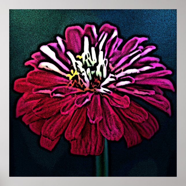 Poster Zinnia Woodcut (Devant)