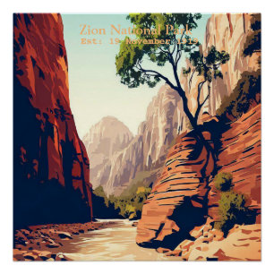 Poster Zion National Park Utah The Narrows