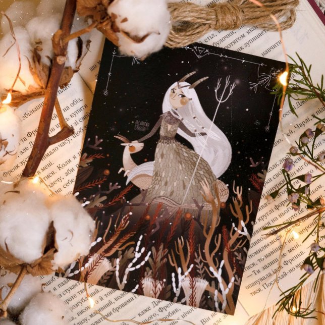 Poster Zodiac Capricorne par Alexandra Dikaia (The element of her sign is Earth. But Capricorn is brave and forceful)