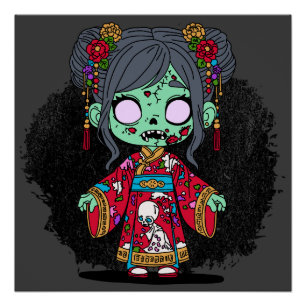 Poster Zombie chinois mignon