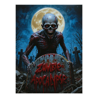 Poster Zombie Ghoul Creepy Graveyard Fullmoon