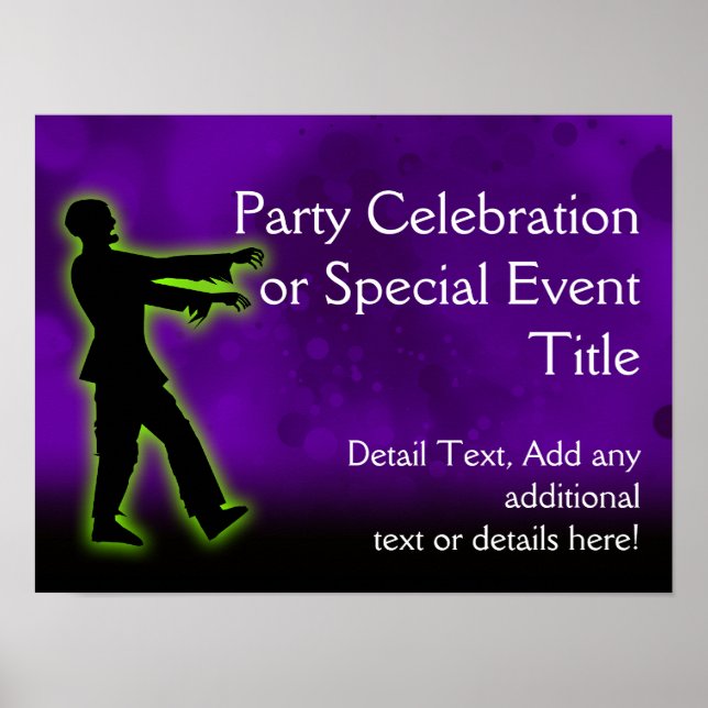 Poster Zombie vert sur violet (Devant)