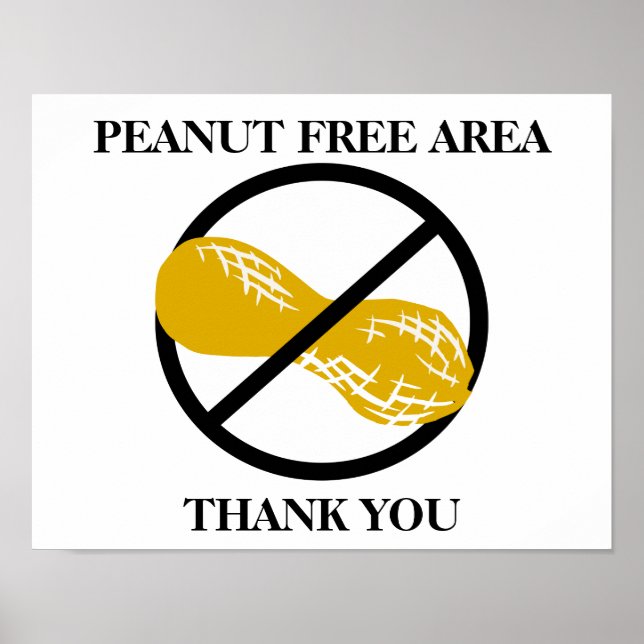 Poster Zone sans arachide personnalisable pour école ou b (Devant)