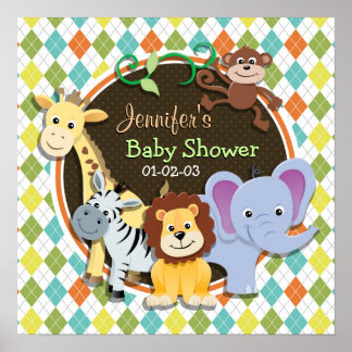 Poster Zoo Animaux sur Jacquard coloré