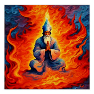 Poster Zoroaster priant dans les flammes éternelles