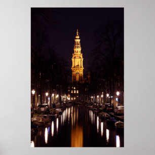 Poster Zuiderkerk à Amsterdam Pays-Bas la nuit