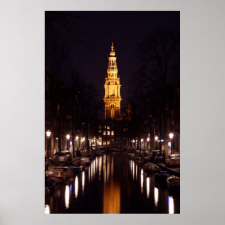 Poster Zuiderkerk à Amsterdam Pays-Bas la nuit