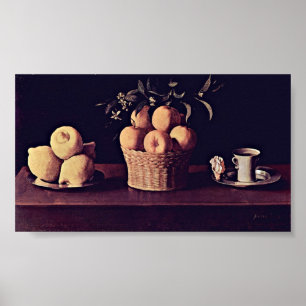 Poster Zurbaran de Francisco - Lemonoranges and rose