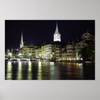 Poster Zurich, Switzerland Limmat River - Print