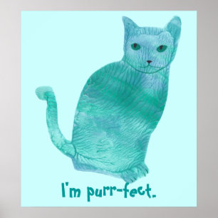 Posters Abstraits de chat bleu vert foncé