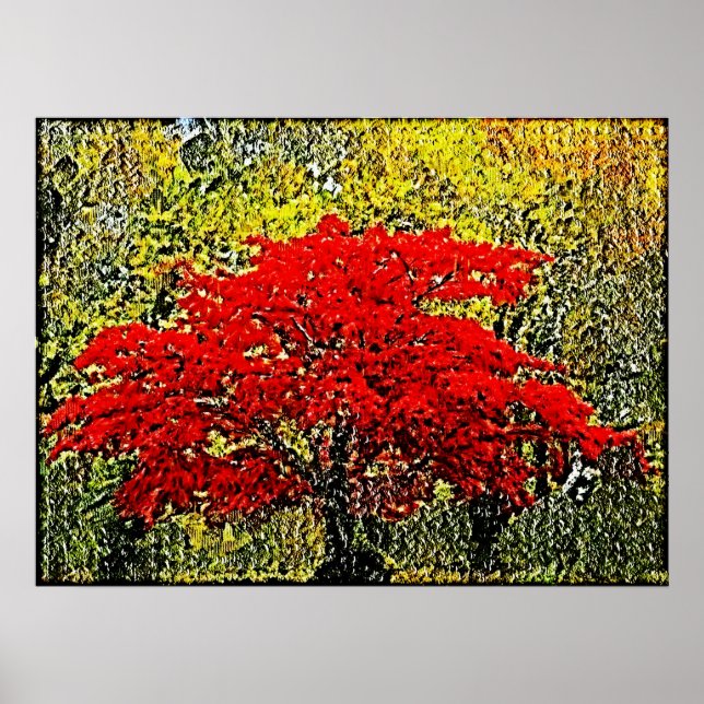Posters d'art de peinture rouge d'automne (Devant)