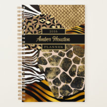 Posters de animaux mixtes gras avec accents or