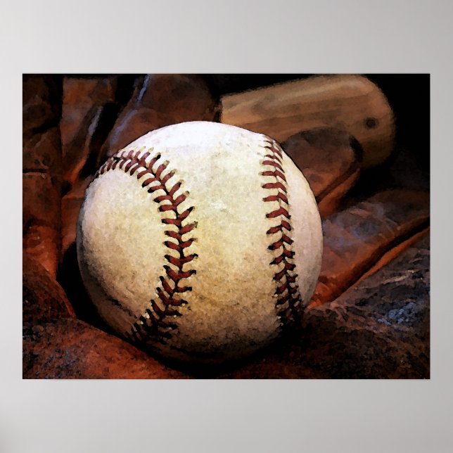 Posters de baseball - Gant de baseball & Ball (Devant)