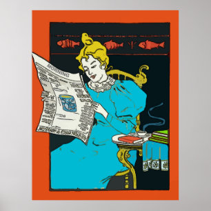 Posters de la Vintage dame du café du matin