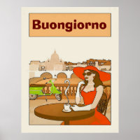 Posters de la Vintage dame du café du matin