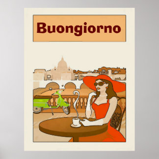 Posters de la Vintage dame du café du matin