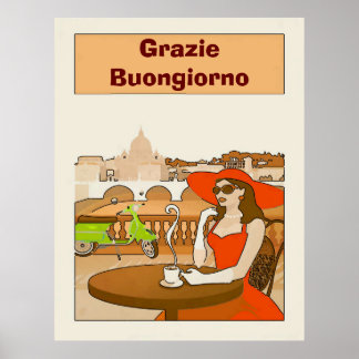 Posters de la Vintage dame du café du matin