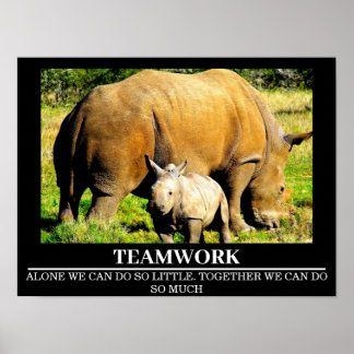 Posters de motivation faunique Rhinos Travail d'éq
