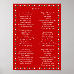 Posters de Noël Rouge Carol Jingle Bells 10" x 14"