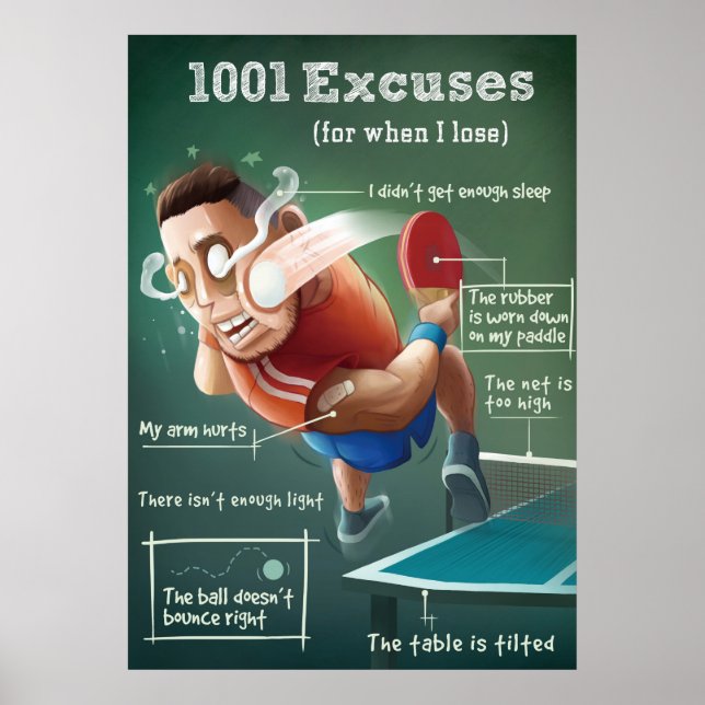 Posters de ping-pong : 1001 Escuses (Devant)