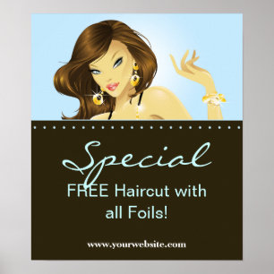 Posters de salon de cheveux jolie femme Bijoux ble