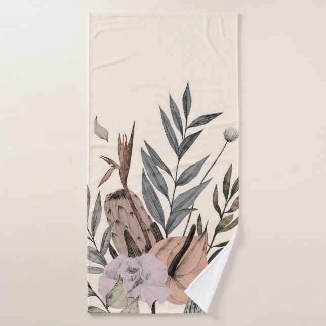Posters du Jardin Botanique Boho - Neutral Floral (Serviette de bain)