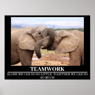 Posters Motivation Faune Elephant Travail d'équipe
