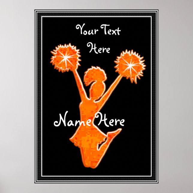 Posters Pom-pom girl orange, VOTRE TEXTE, COULEURS (Devant)