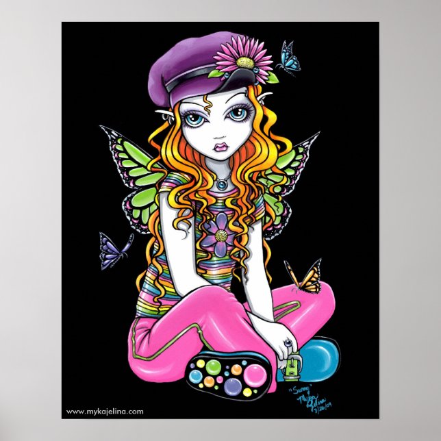 Posters "Sunny" en papillon gris arc-en-ciel (Devant)