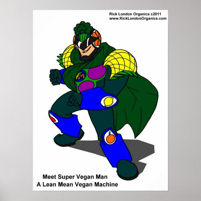 Posters Super Vegan Man (Notre Mascotte) (Devant)