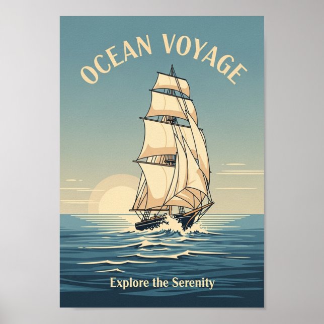 Posters Vintage Ocean Sailboat Print (Devant)
