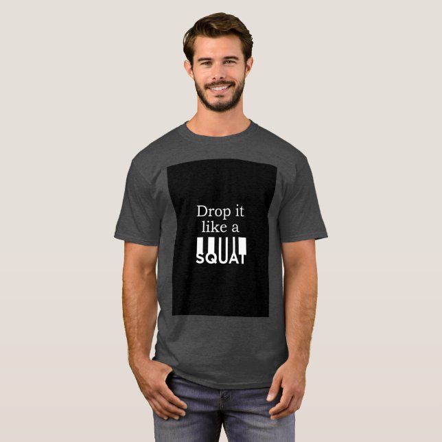 Posture accroupie de T-shirt de forme physique (Devant entier)