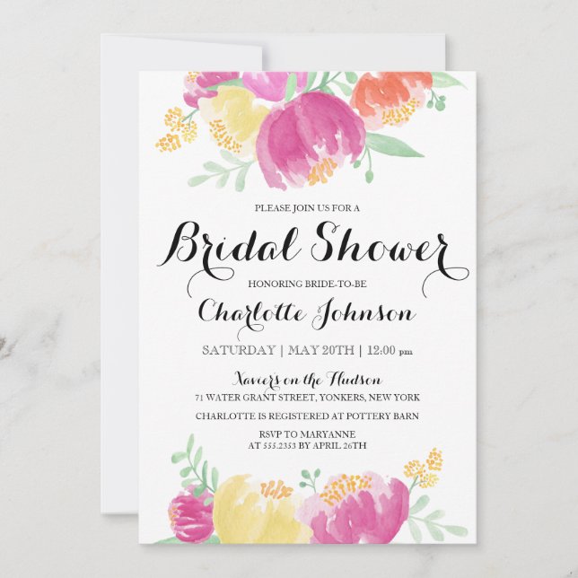 Posy Garden | Invitation de douche nuptiale (Devant)