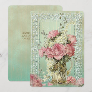 Pot à fleurs vintage - Carte d'invitation